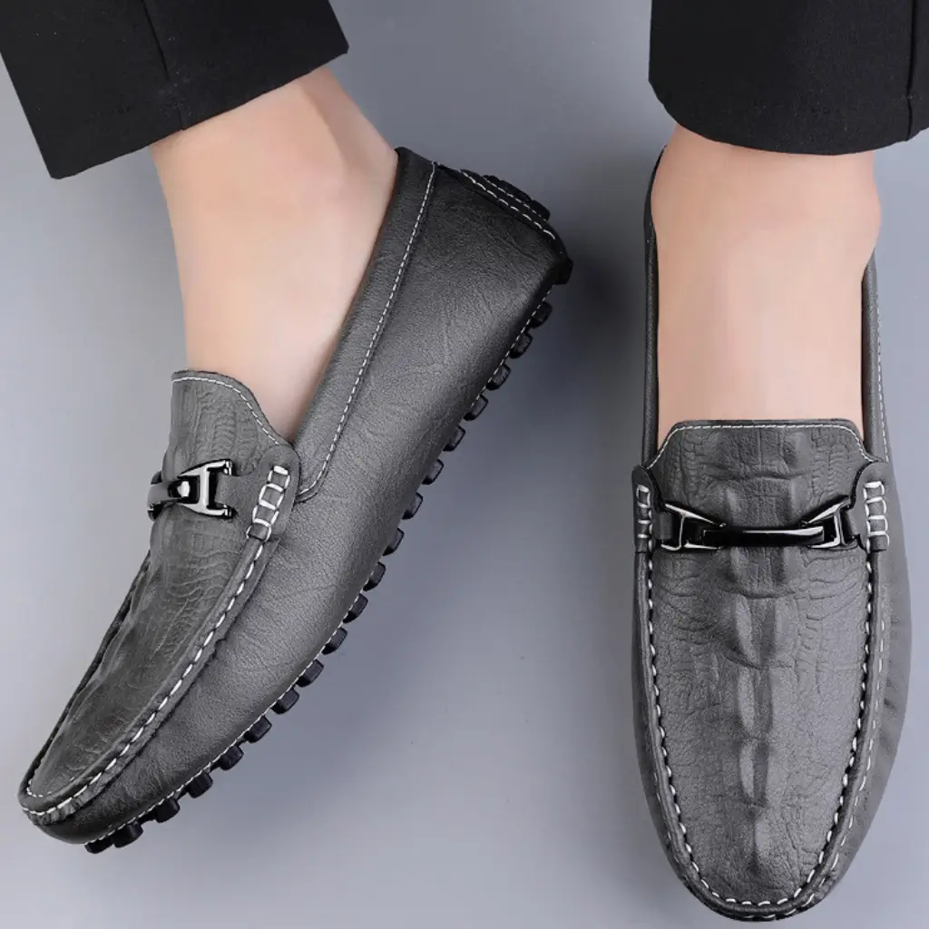 mocassim sapato masculino cinza